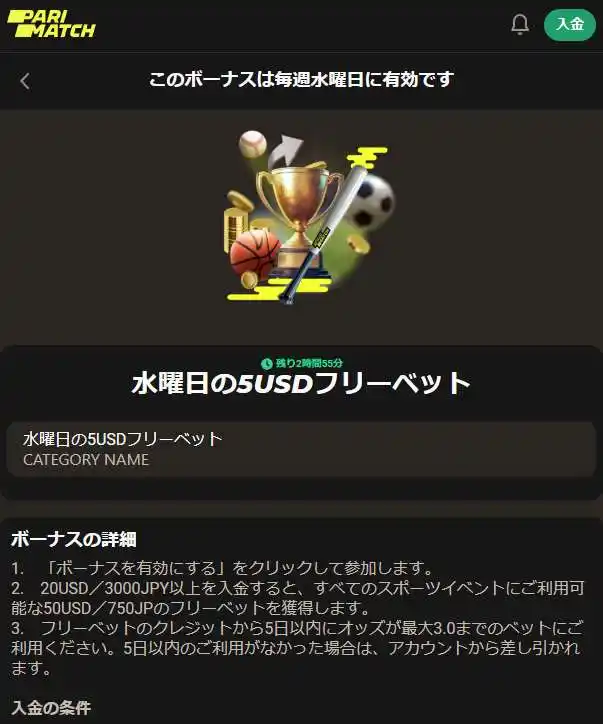 フリーベット獲得とその後の使用についての説明があるキャンペーン